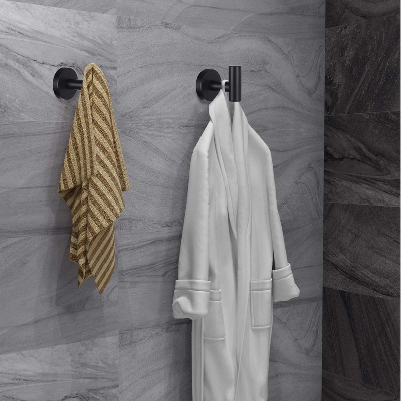 Homagic Bathroom Robe Towel Hooks Coat Matte Black Wall Hook Stainless Steel Heavy Duty Door Hanger Towel Robe Clothes Cabinet Closet Sponges Hook for Bathroom Bedroom Kitchen Hotel Pool 8 Packs - Image 4